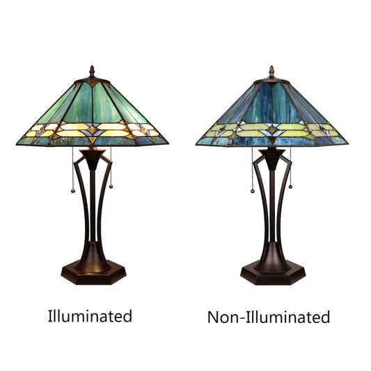 Hyland Geometric Style 2-Light Table Lamp 18" Shade