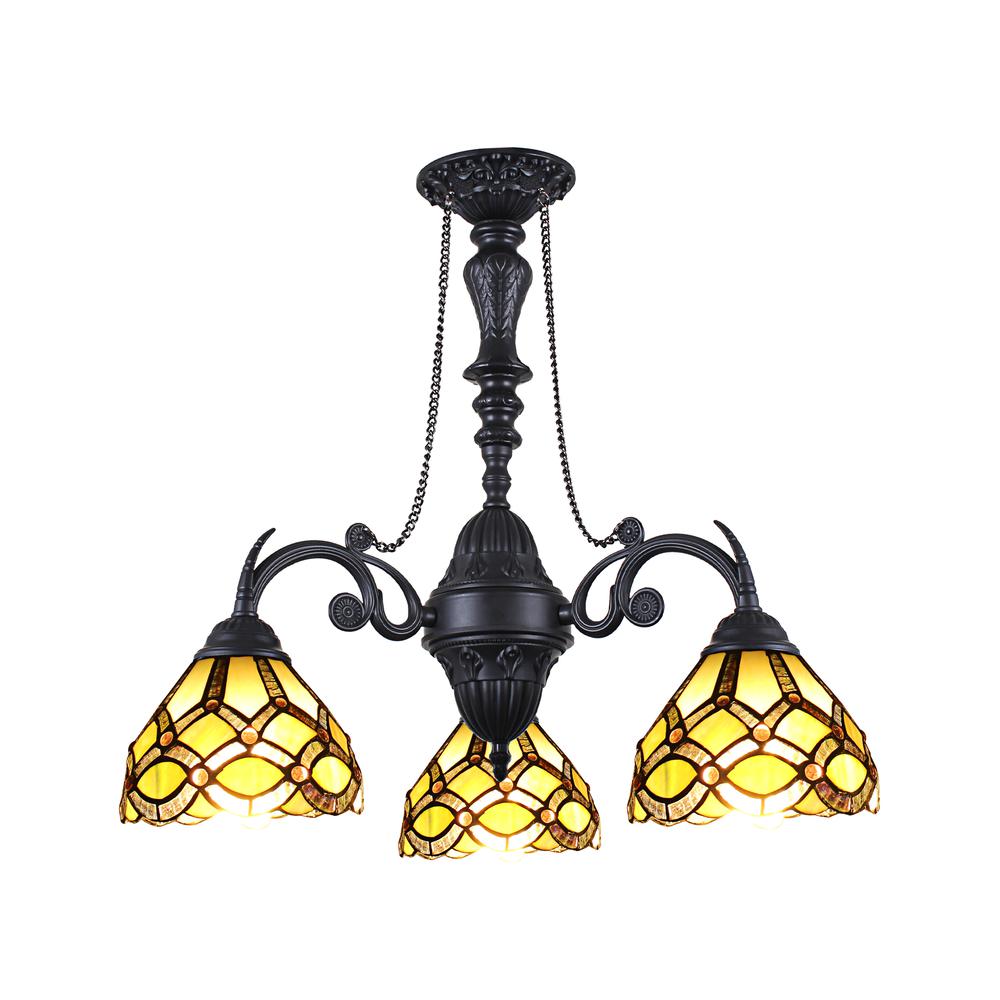CHLOE Lighting GEORGIA Tiffany-Style Victorian Stained Glass Mini Chandelier 21" Width