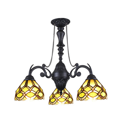 CHLOE Lighting GEORGIA Tiffany-Style Victorian Stained Glass Mini Chandelier 21" Width