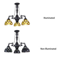 CHLOE Lighting GEORGIA Tiffany-Style Victorian Stained Glass Mini Chandelier 21" Width