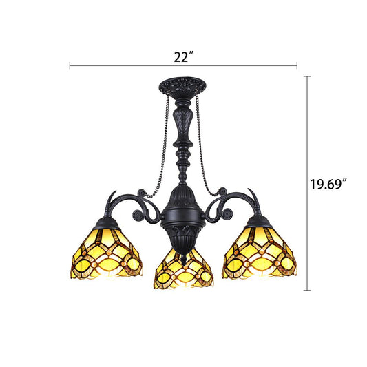 CHLOE Lighting GEORGIA Tiffany-Style Victorian Stained Glass Mini Chandelier 21" Width