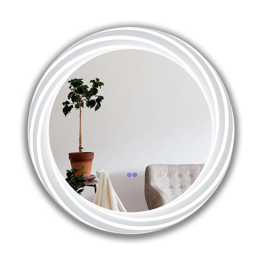 Back Lit Round TouchScreen LED Mirror 3 Color Temperatures 3000K-6000K 30" Wide