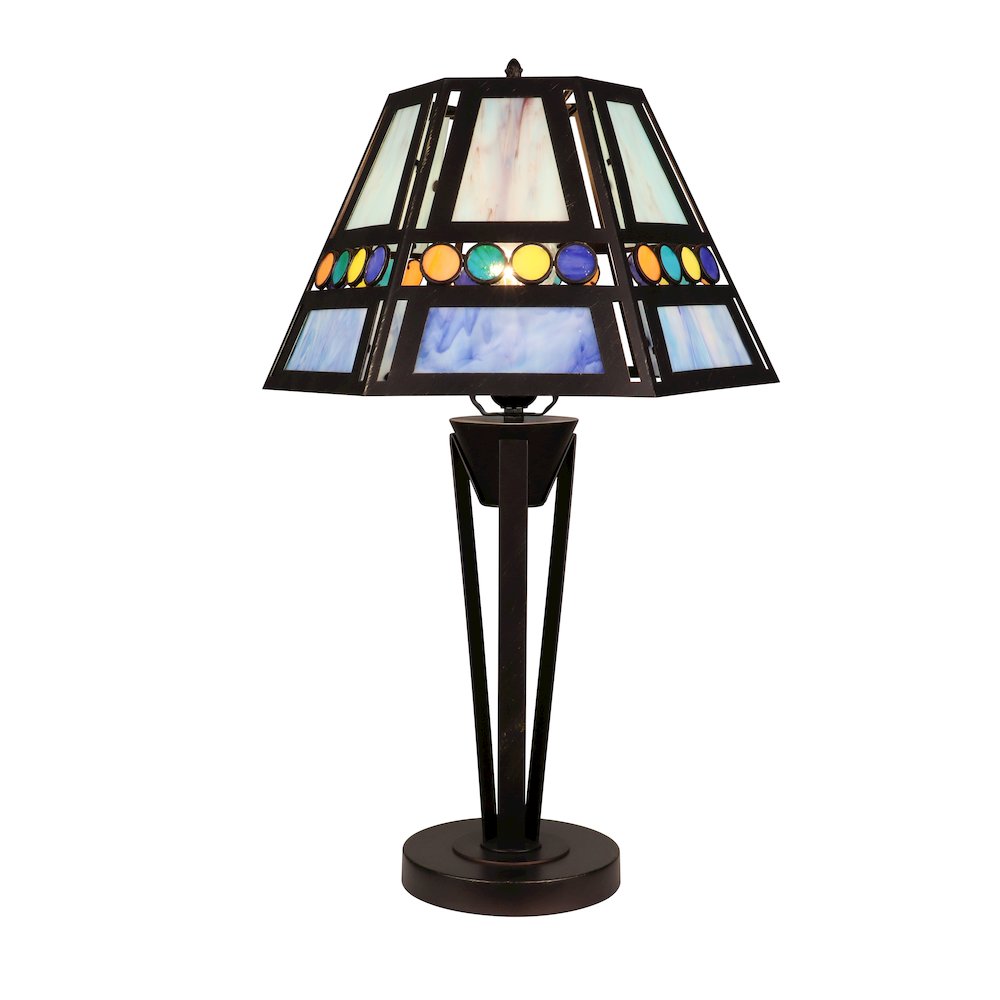 Retro-Style Stained Glass 1-Light Table Lamp 14" Shade