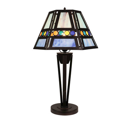 Retro-Style Stained Glass 1-Light Table Lamp 14" Shade