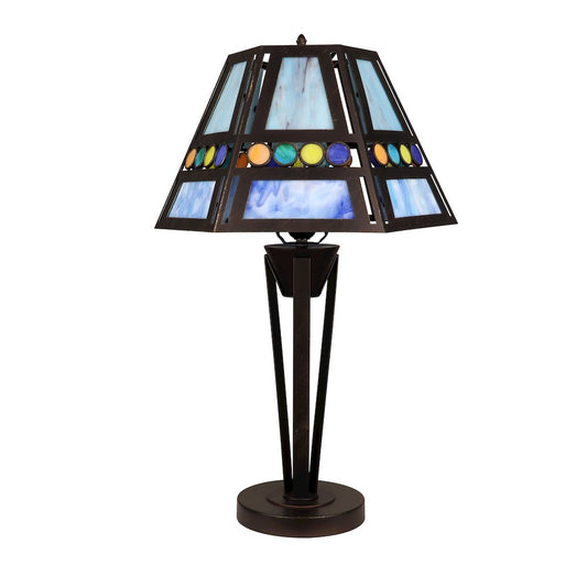 Retro-Style Stained Glass 1-Light Table Lamp 14" Shade