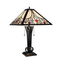 Retro-Style Stained Glass 2-Light Table Lamp 16" Shade