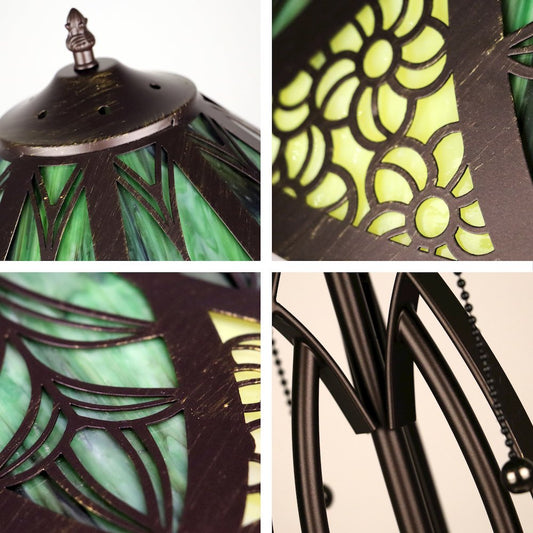 Retro-Style Stained Glass 2-Light Table Lamp 18" Shade