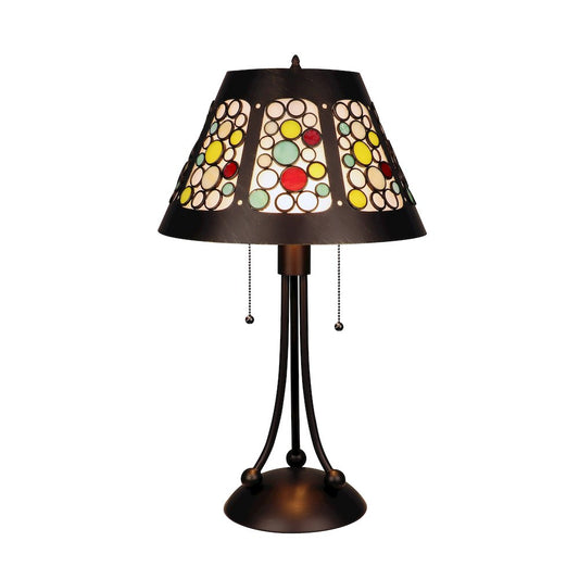 Retro-Style Stained Glass 2-Light Table Lamp 18" Shade