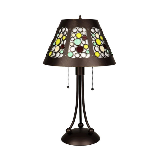 Retro-Style Stained Glass 2-Light Table Lamp 18" Shade