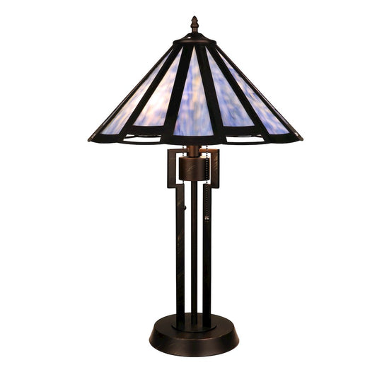 Retro-Style Stained Glass 2-Light Table Lamp 18" Shade