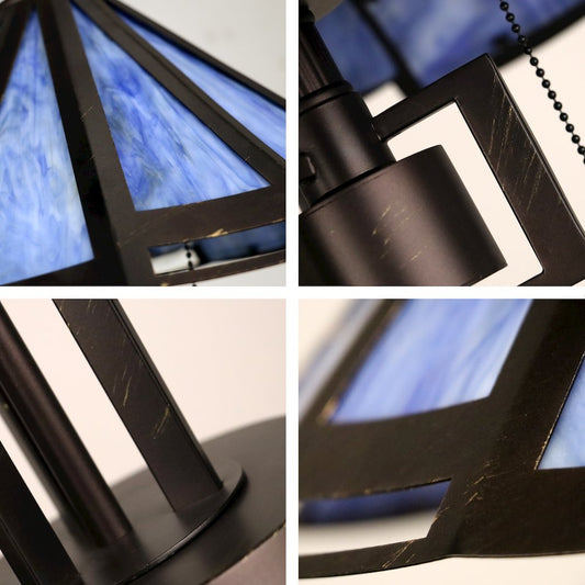 Retro-Style Stained Glass 2-Light Table Lamp 18" Shade