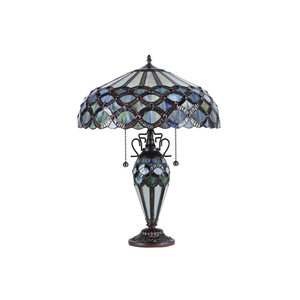 PRISMA Tiffany-style 3 Light Double Lit Table Lamp 18" Shade