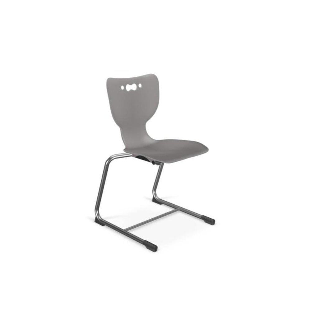 Hierarchy Cantilever School Chair,  14" Height, Chrome Frame, Grey Shell