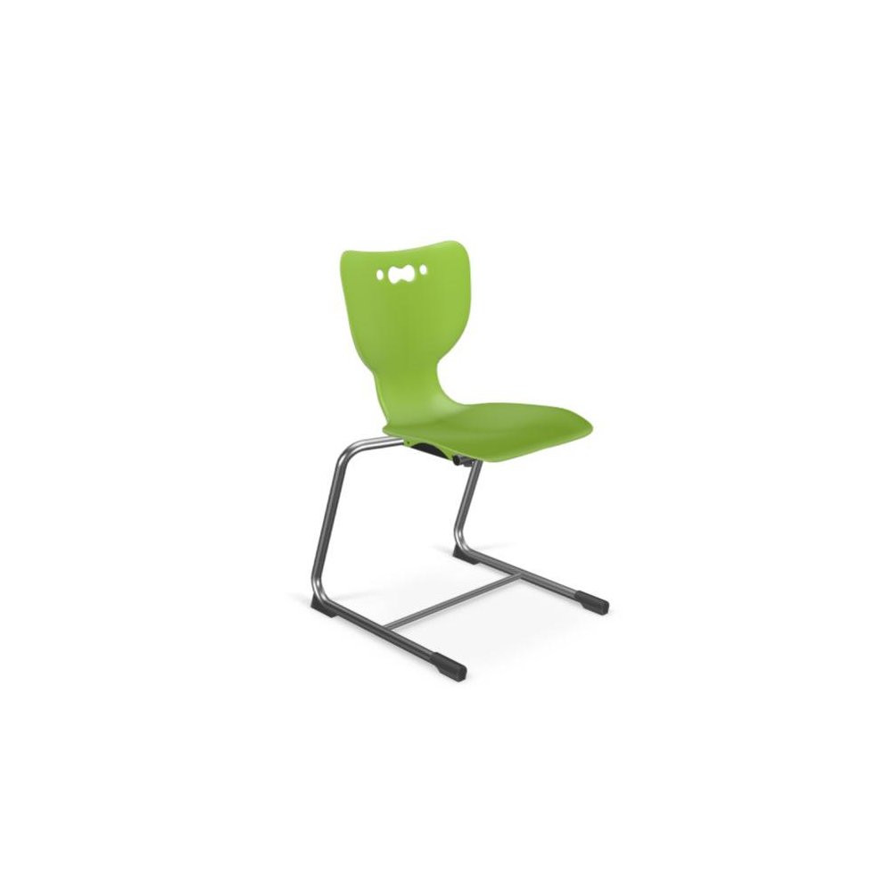 Hierarchy Cantilever School Chair, 14" Height, Chrome Frame, Lime Shell