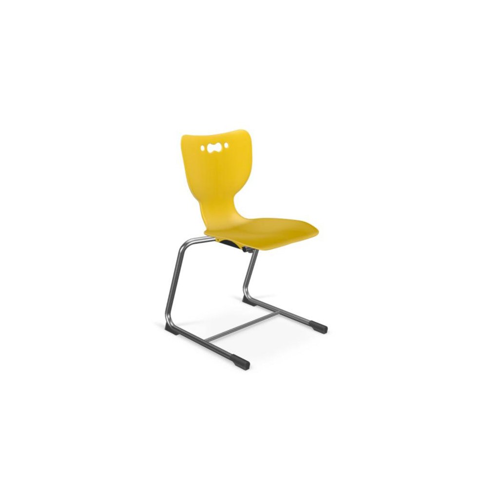 Hierarchy Cantilever School Chair, 14" Height, Chrome Frame, Yellow Shell