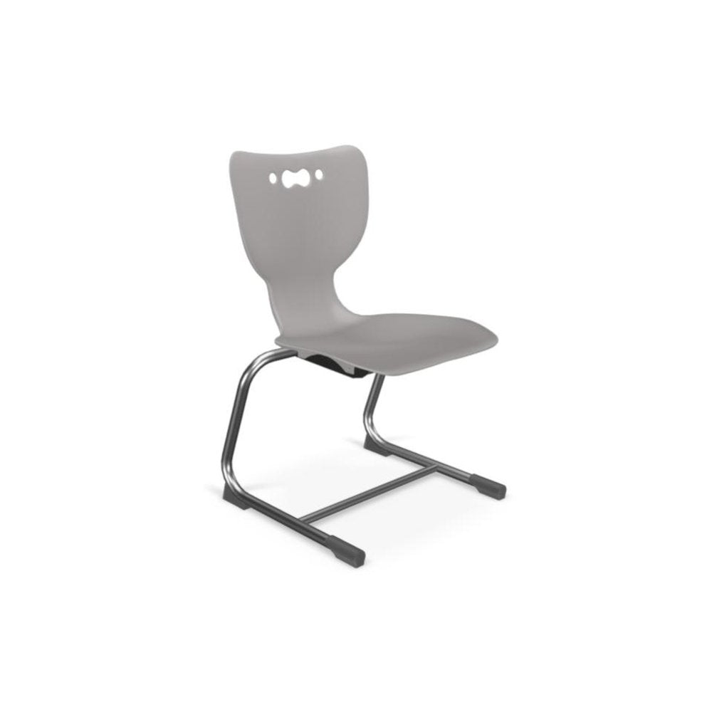 Hierarchy Cantilever School Chair,  16" Height, Chrome Frame, Grey Shell