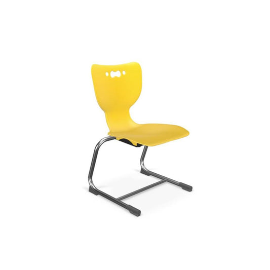 Hierarchy Cantilever School Chair, 16" Height, Chrome Frame, Yellow Shell