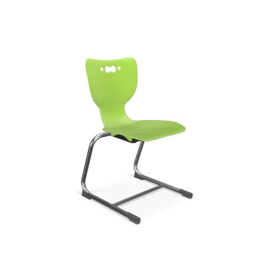 Hierarchy Cantilever School Chair, 18" Height, Chrome Frame, Lime Shell
