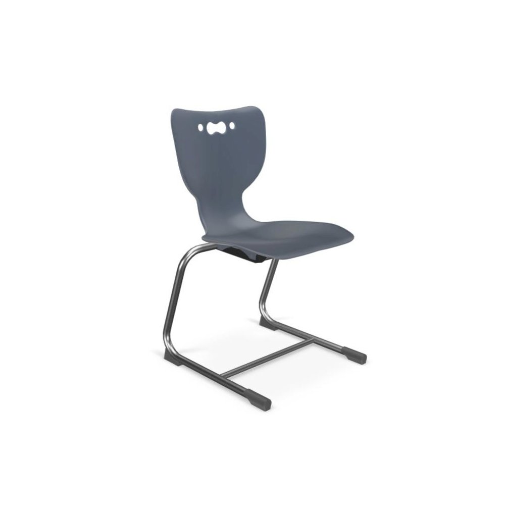 Hierarchy Cantilever School Chair,18" Height, Chrome Frame, Navy Shell