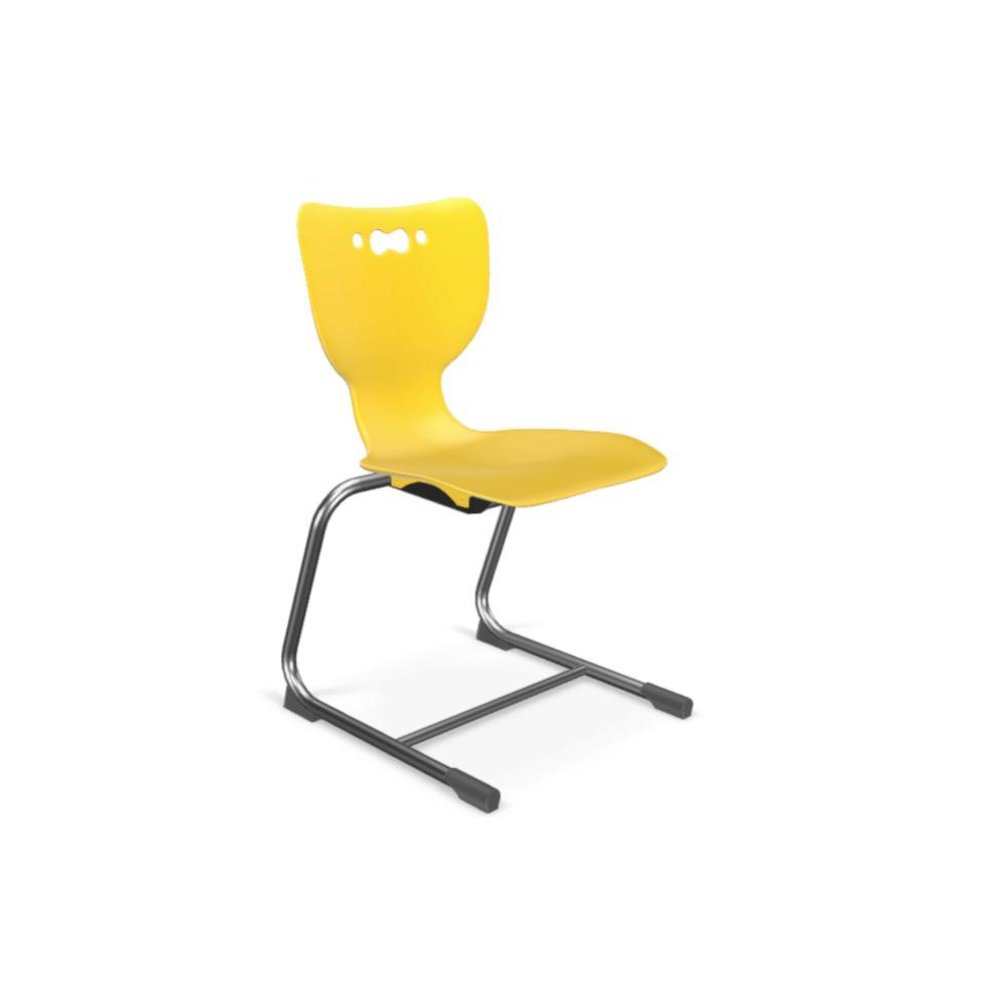 Hierarchy Cantilever School Chair,  18" Height, Chrome Frame, Yellow Shell