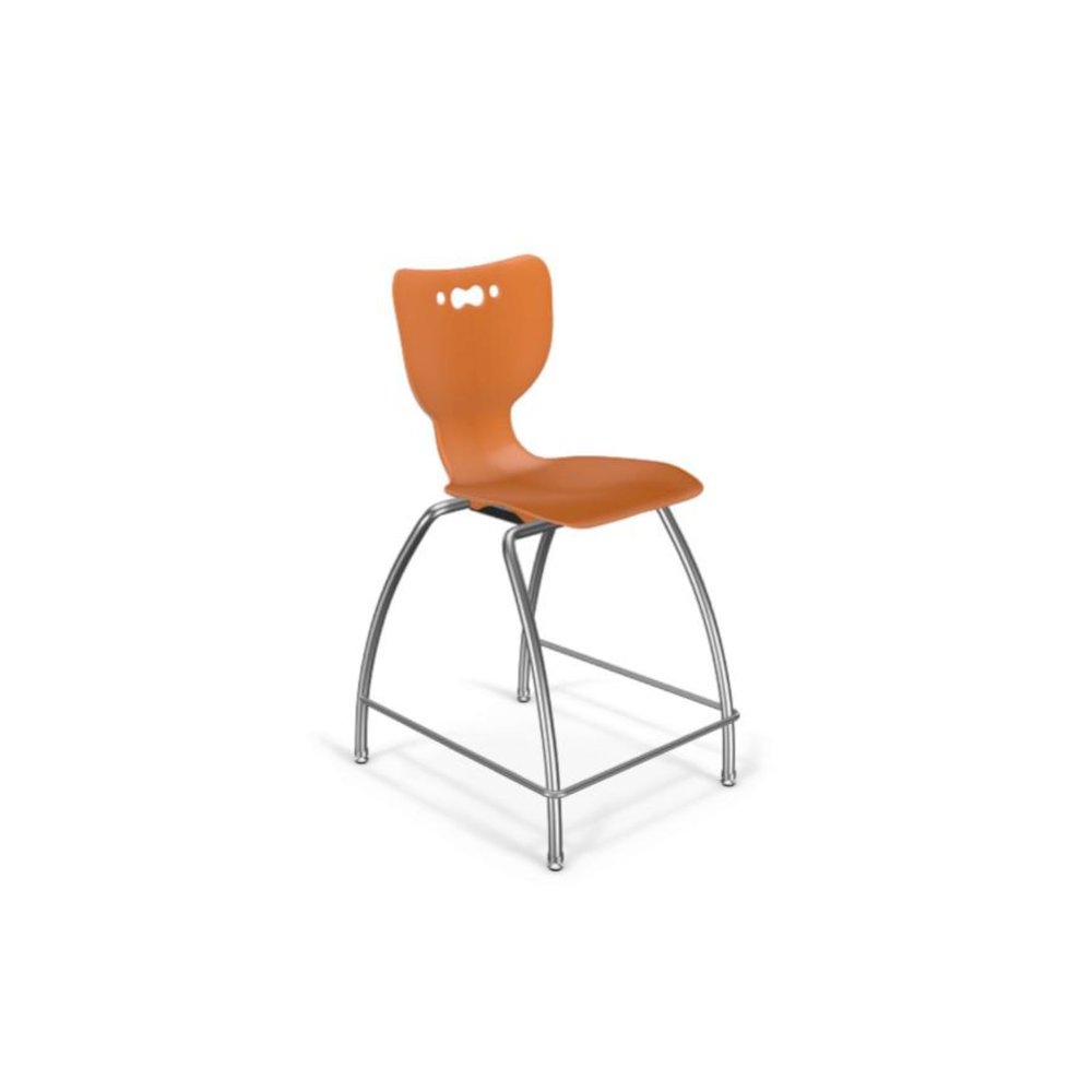 Hierarchy Stool - 4-Leg Stool (24 inch) - Orange- No Arms- Chrome Base -