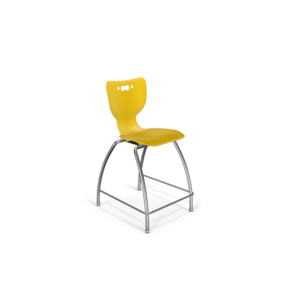 Hierarchy Stool - 4-Leg Stool (24 inch) - Yellow- No Arms- Chrome Base -
