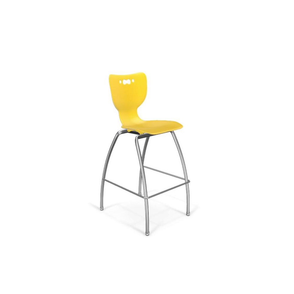 Hierarchy Stool - 4-Leg Stool (30  inch) - Yellow- No Arms- Chrome Base