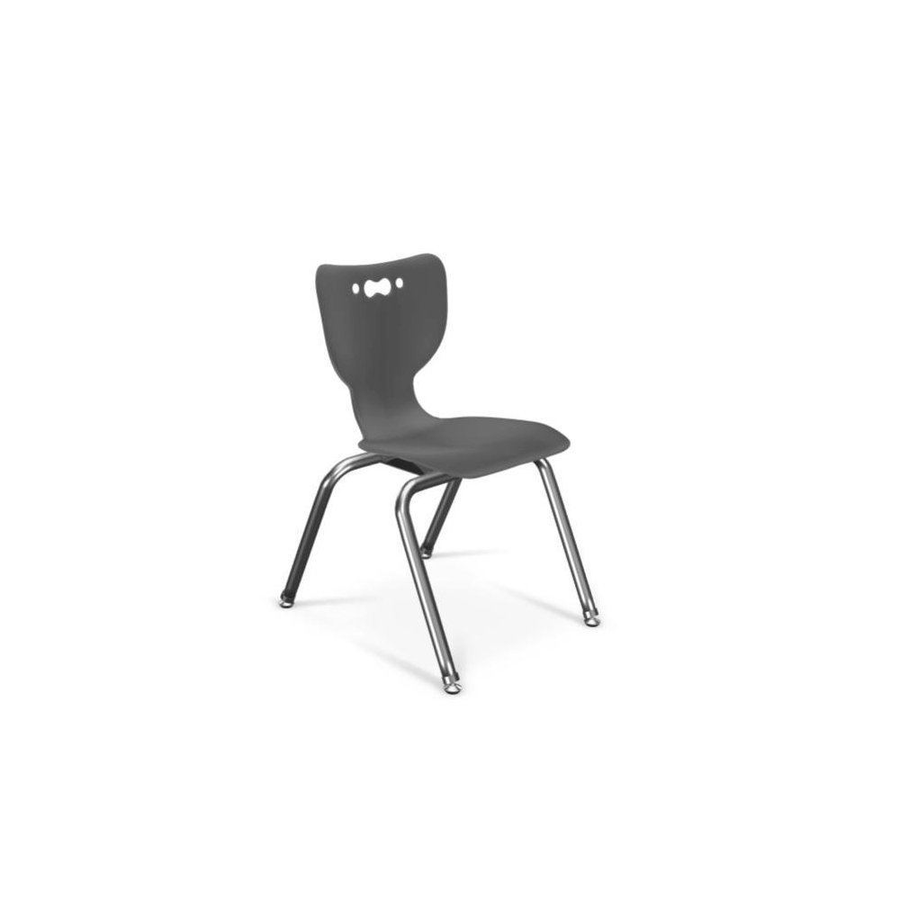 Hierarchy School Chair, 4-Leg, 14" Height, Chrome Frame, Black Shell
