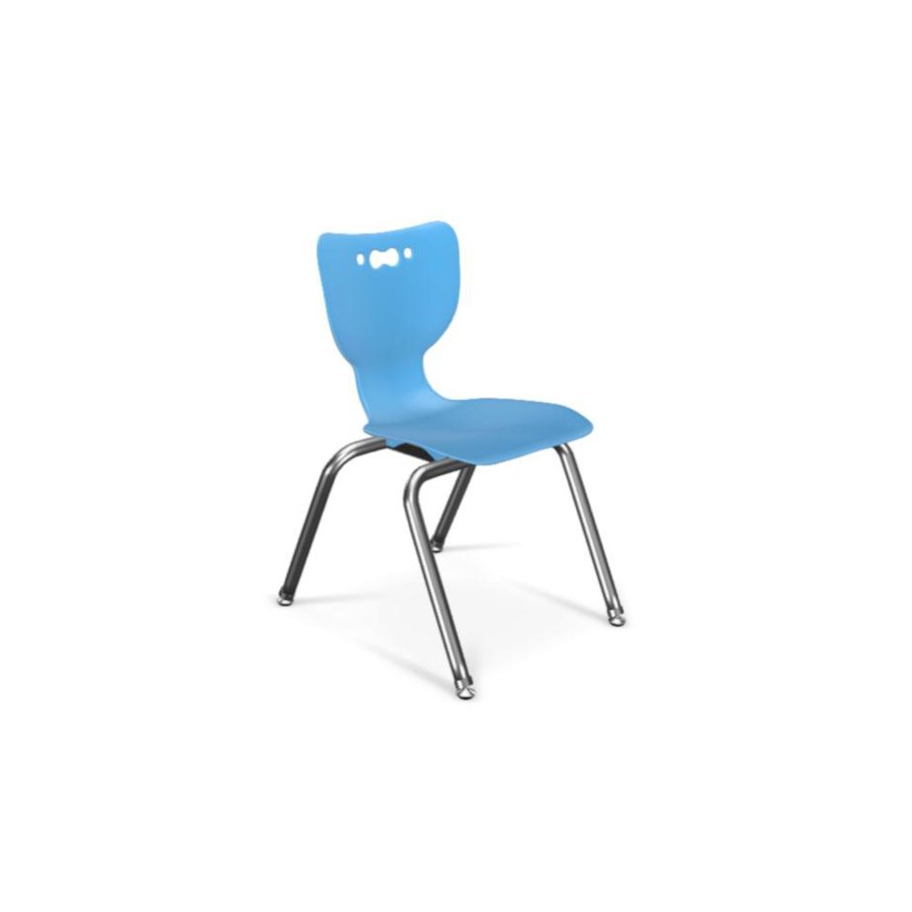 Hierarchy School Chair, 4-Leg, 14" Height, Chrome Frame, Blue Shell