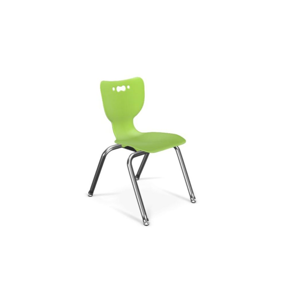 Hierarchy School Chair,  4-Leg, 14" Height, Chrome Frame, Lime Green Shell