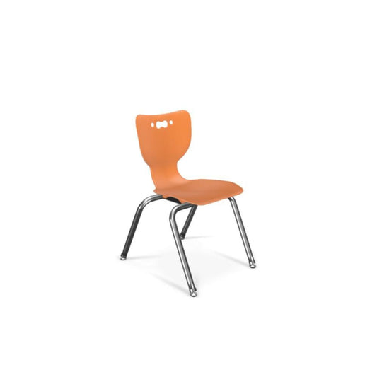 Hierarchy School Chair,  4-Leg, 14" Height, Chrome Frame, Orange Shell