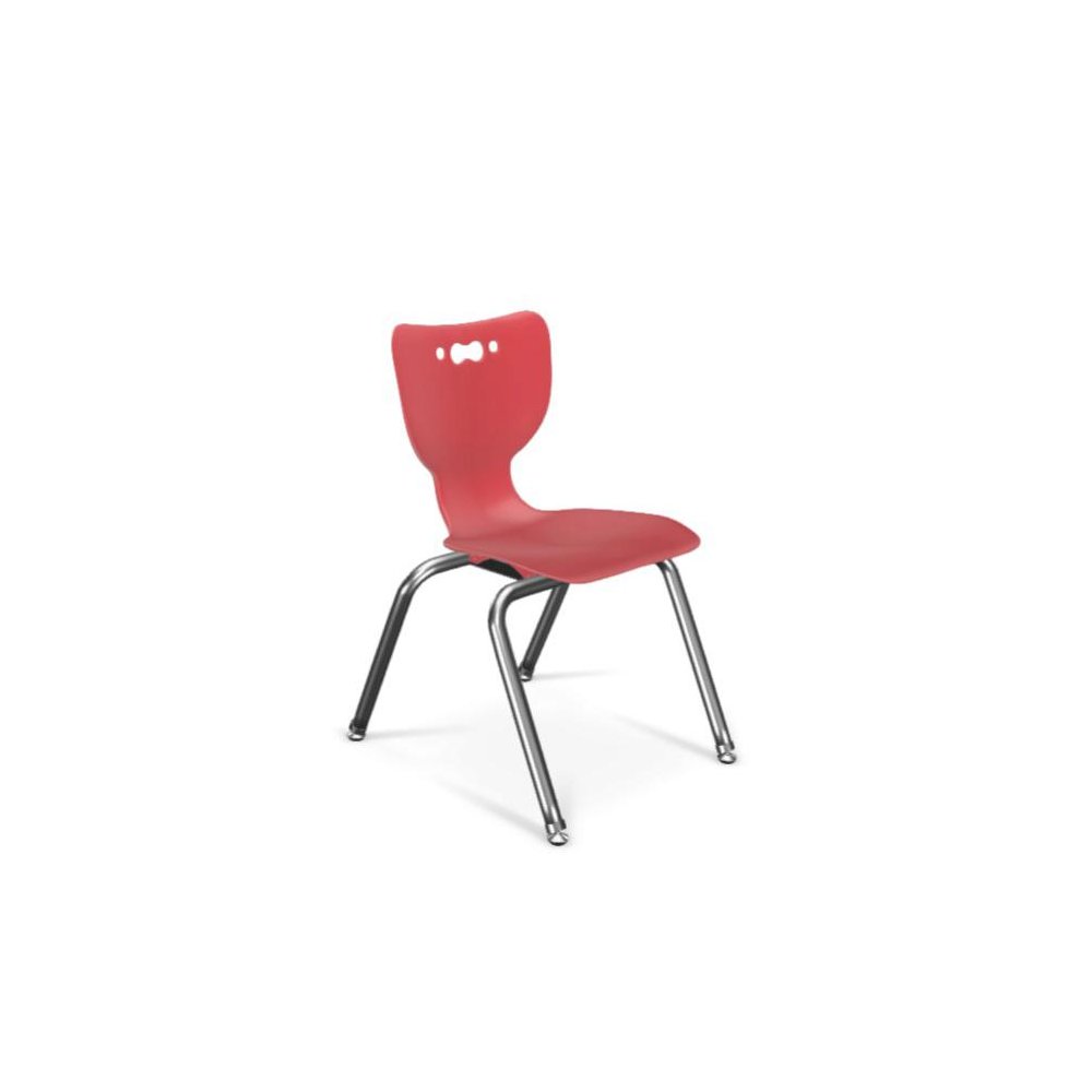 Hierarchy School Chair, 4-Leg, 14" Height, Chrome Frame, Red Shell