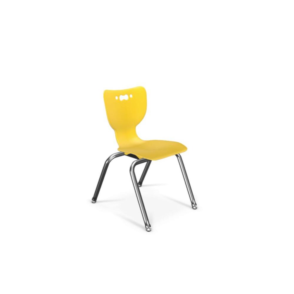 Hierarchy School Chair, 4-Leg, 14" Height, Chrome Frame, Yellow Shell