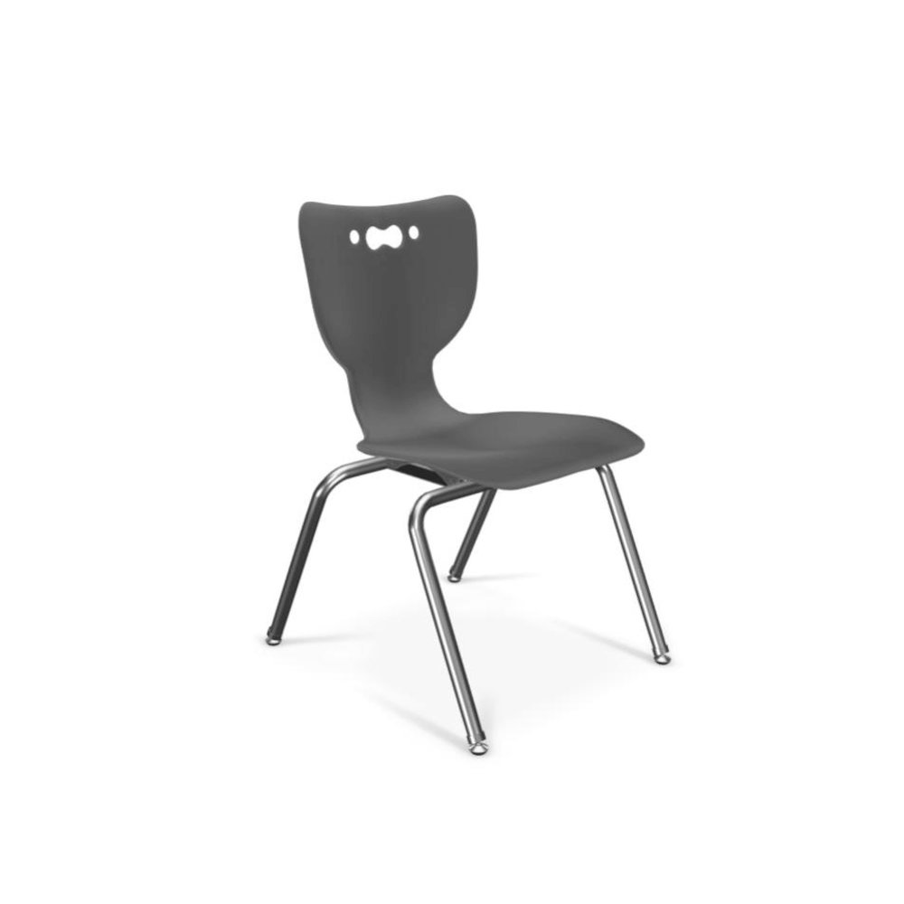 Hierarchy School Chair, 4-Leg, 16" Height, Chrome Frame, Black Shell