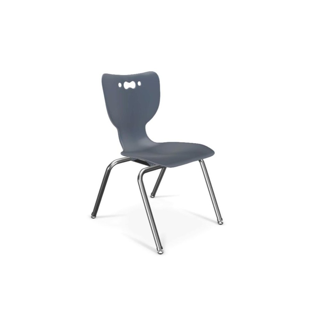Hierarchy School Chair,  4-Leg, 16" Height, Chrome Frame, Navy Shell