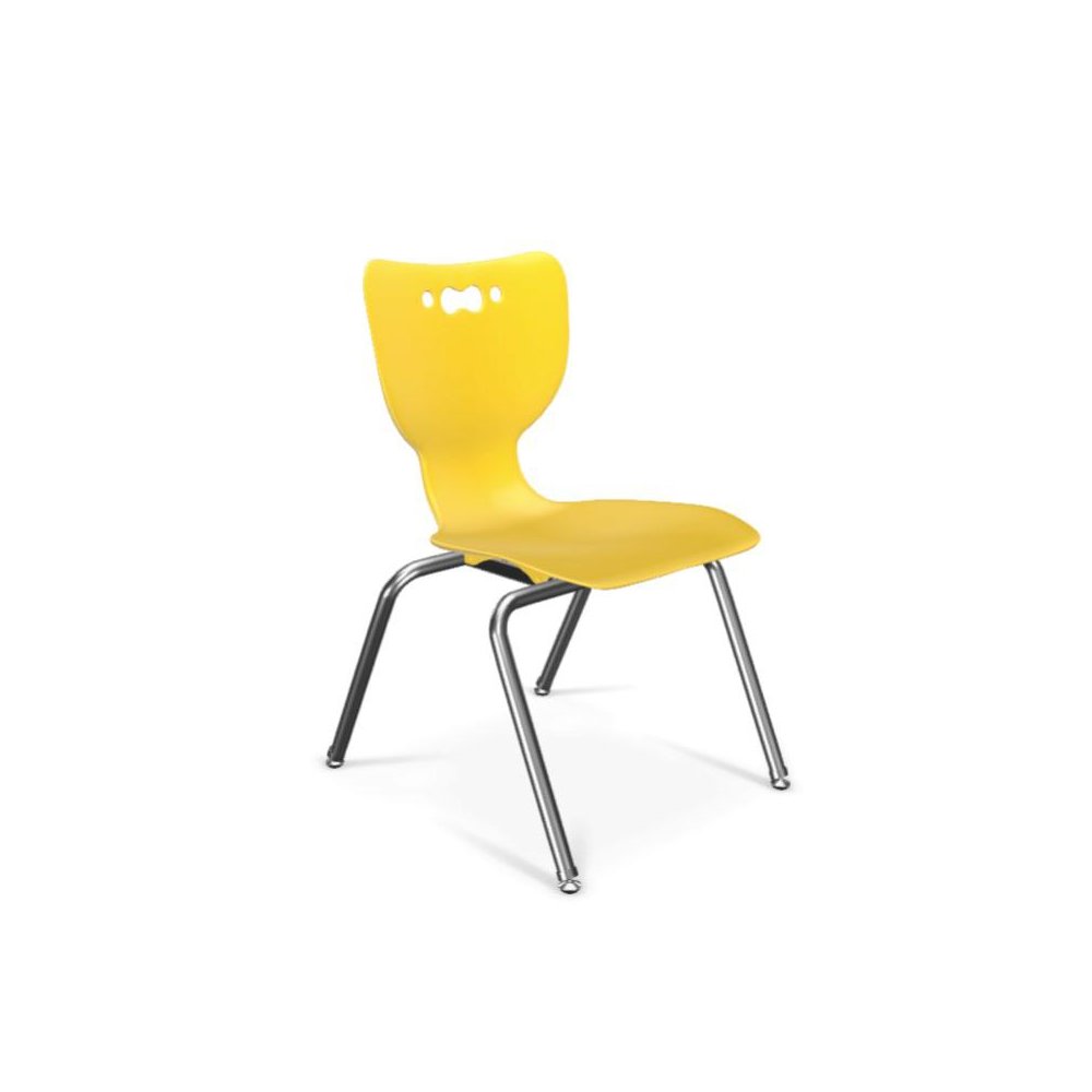 Hierarchy School Chair, 4-Leg, 16" Height, Chrome Frame, Yellow Shell