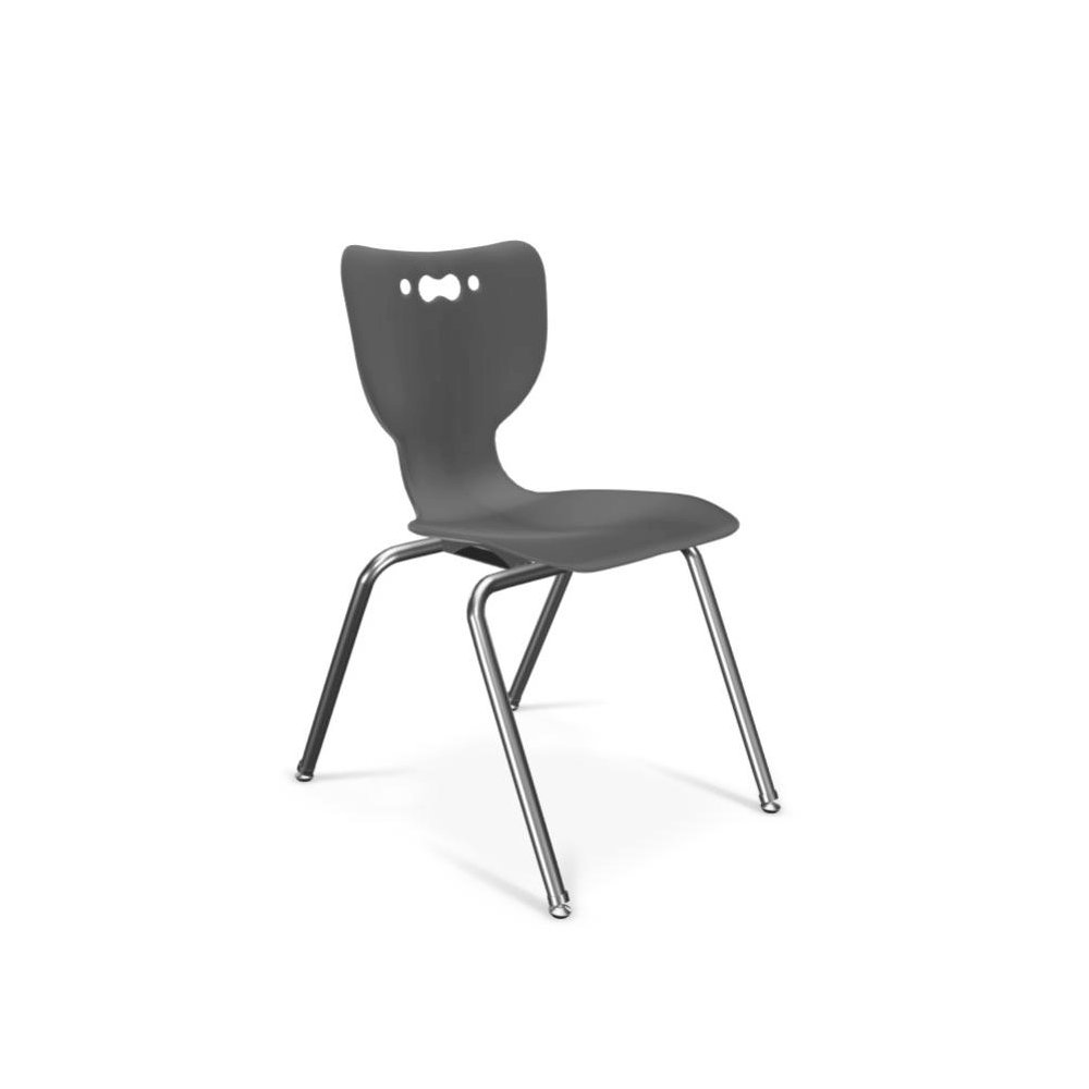 Hierarchy School Chair, 4-Leg, 18" Height, Chrome Frame, Black Shell