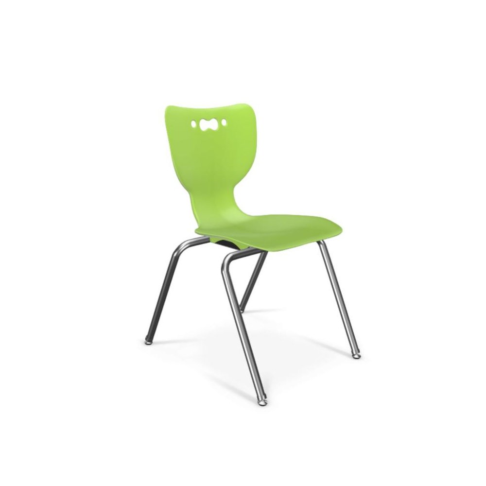 Hierarchy School Chair, 4-Leg, 18" Height, Chrome Frame, Lime Green Shell