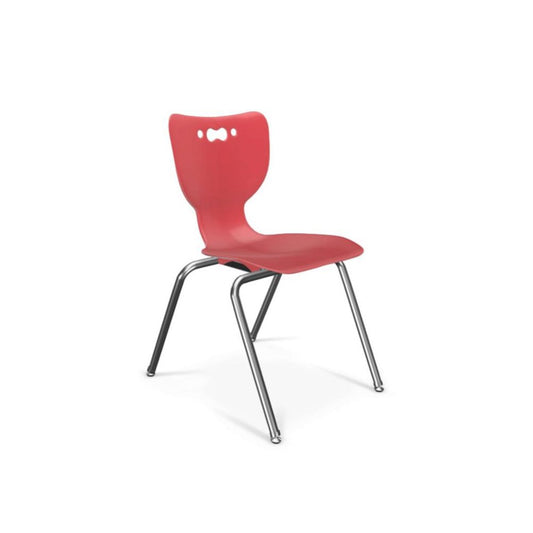 Hierarchy School Chair, 4-Leg, 18" Height, Chrome Frame, Red Shell