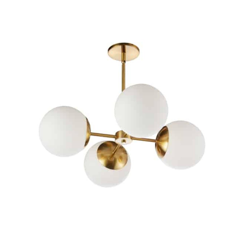 4LT Chandelier,  AGB, WH Opal Glass