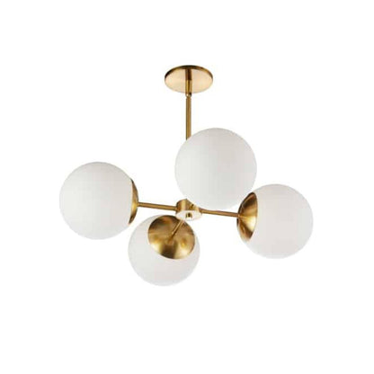4LT Chandelier,  AGB, WH Opal Glass