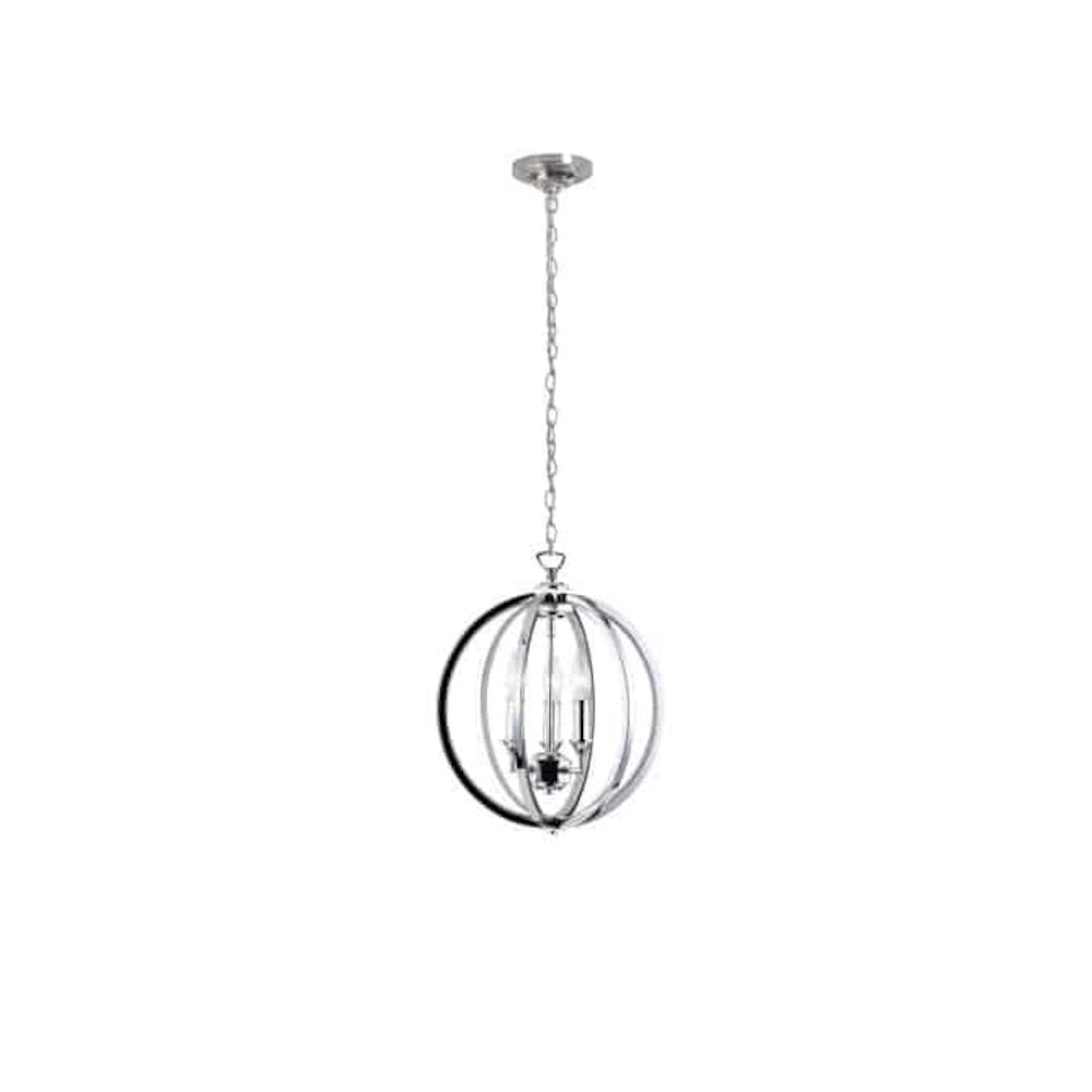 3LT Chandelier, Polished Chrome,Jeweled Accents