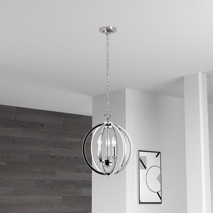 3LT Chandelier, Polished Chrome,Jeweled Accents