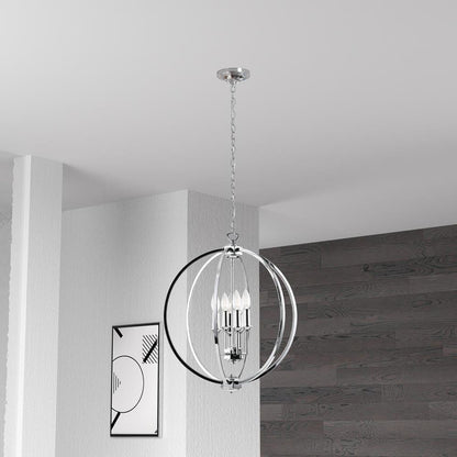 6LT Chandelier, Polished Chrome,Jewelled Accents