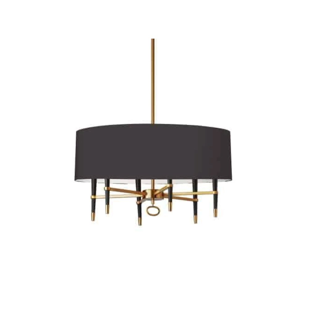 6LT Incandescent Chandelier, VB, Blk Shade
