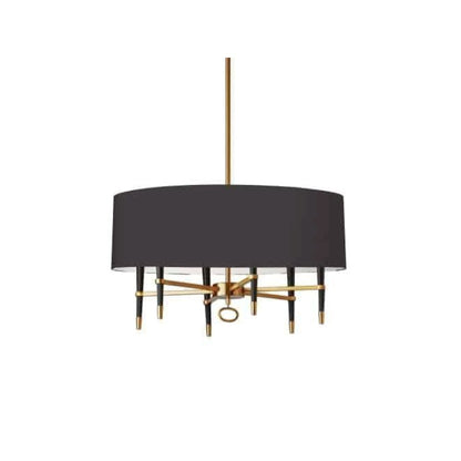6LT Incandescent Chandelier, VB, Blk Shade