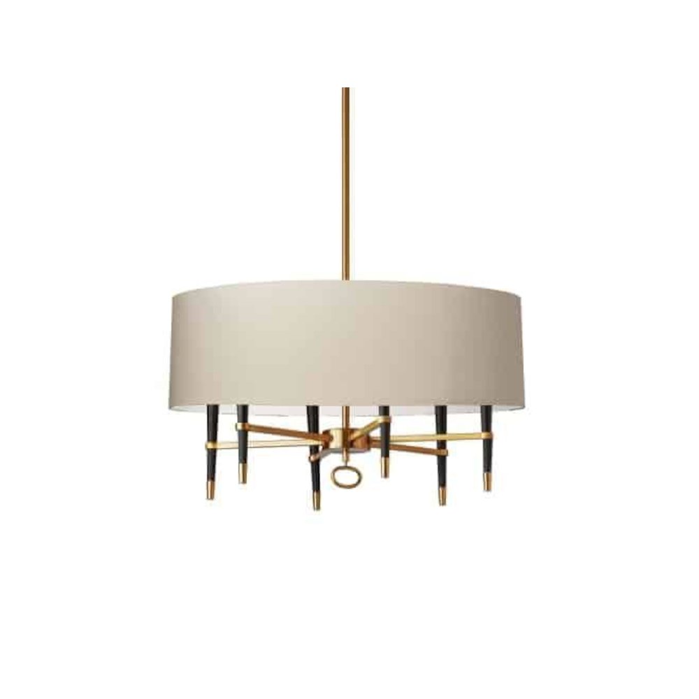 6LT Incandescent Chandelier, VB, Cream Shade
