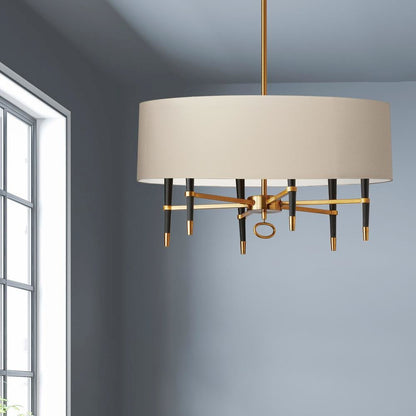 6LT Incandescent Chandelier, VB, Cream Shade