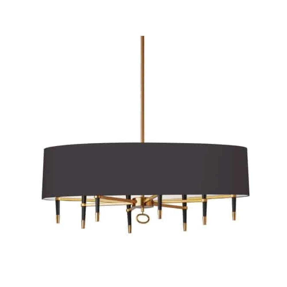 8LT Incandescent Horizontal Chand, VB, Blk Shade