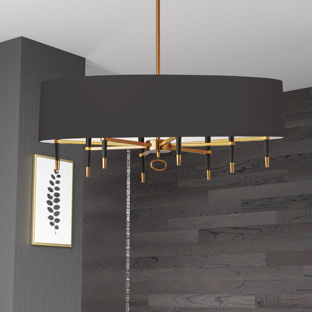 8LT Incandescent Horizontal Chand, VB, Blk Shade